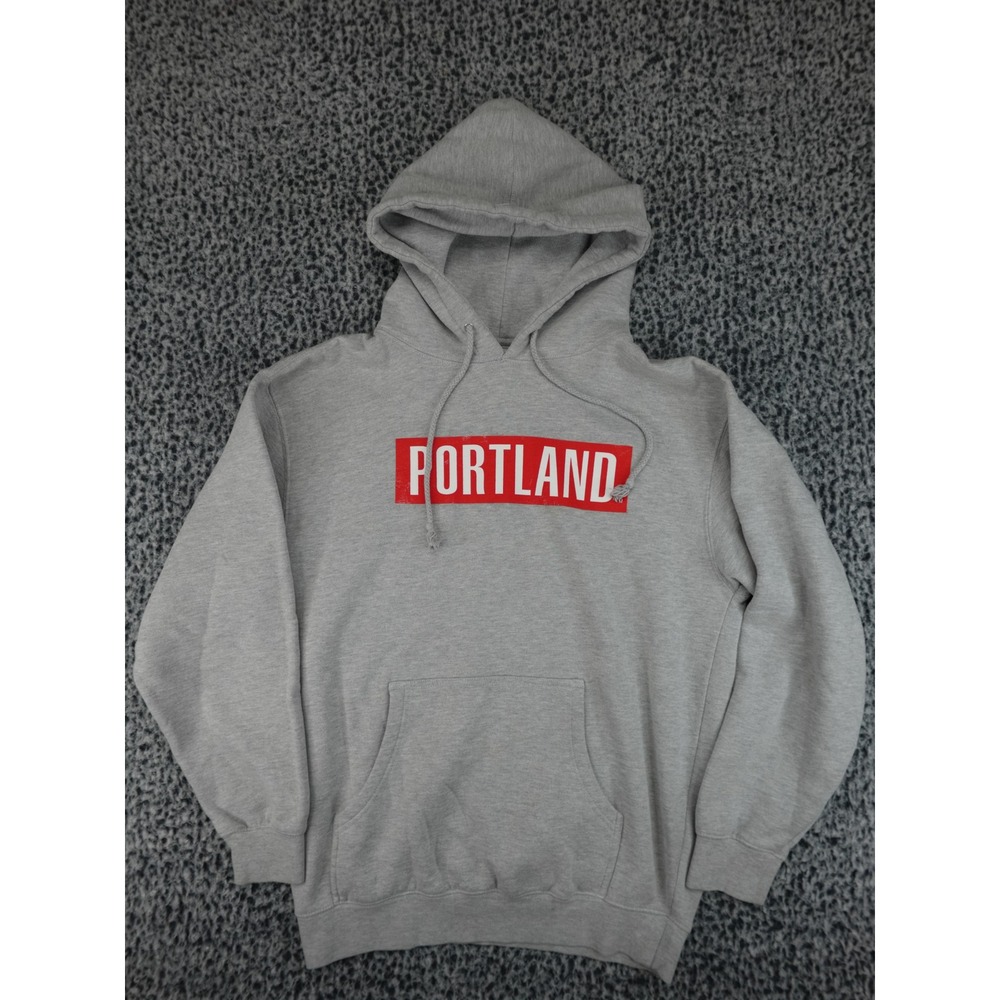 Portland Gear Hoodie Mens Medium Gray Graphic Box Logo Sweatshirt PNW Oregon